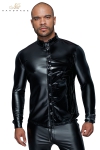 Chemise Homme en Wetlook et Vinyle Noir Handmade H064