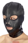 Cagoule Gay SM 3 Ouvertures en Simili Cuir Fetish Tentation