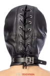 Cagoule Esclave en Simili Cuir avec Bandeau Yeux Amovible Fetish Tentation