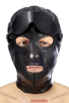 Cagoule Esclave en Simili Cuir avec Bandeau Yeux Amovible Fetish Tentation