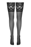 Bas Travestie Autofixants à Large Jarretière en Dentelle Noire Cotelli Legwear Bas Travestie Autofixants à Large Jarretière en Dentelle Noire Cotelli Legwear