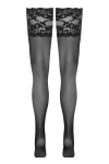 Bas Travestie Autofixants à Large Jarretière en Dentelle Noire Cotelli Legwear Bas Travestie Autofixants à Large Jarretière en Dentelle Noire Cotelli Legwear