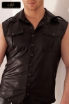 Veste Sans Manches en Wetlook Mat Noir Handmade Groove Veste Sans Manches en Wetlook Mat Noir Handmade Groove